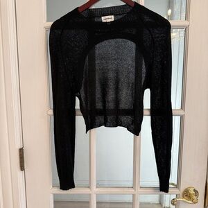 SUPERDOWN Women's Black Sheer Knit Cut Out Sweater Size S